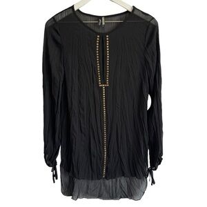 NWT Ravel Sheer Black Rockstud Tunic, Size S